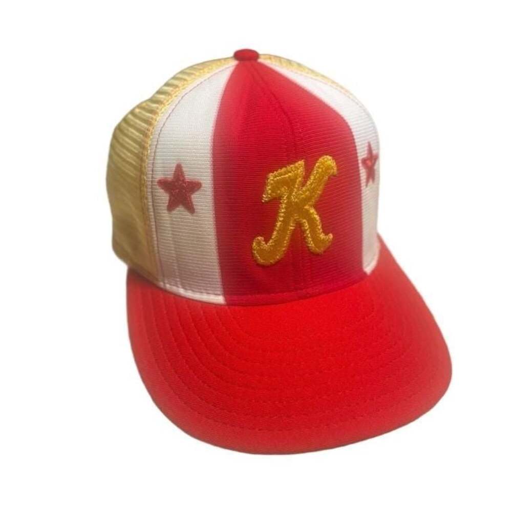 1980s AJD "Lucky Stripes" 100% nylon double-knit trucker hat - USA made